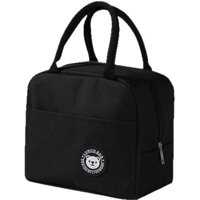 Boîte à lunch isotherme pour étudiants et employés de bureau, sac à main étanche et anti-huile avec grande capacité et doublure en papier d'aluminium. noir