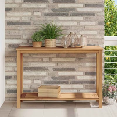 vidaXL Wandtafel met opslag Bruin 110 x 40 x 75 cm Massief Teakhout