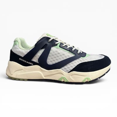 Scotch & Soda - Wavy - Sneakers - Blauw / Wit / Groen - Maat 42