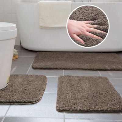 Ibenzoa® 3-delige Badkamermattenset van Microvezel met Antislip voor Veiligheid en Comfort