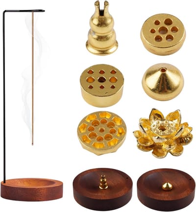 Allecto Plus - Houten Wierookhouder - Brander Voor Wierookstokjes Inclusief Kegel - Handgemaakt - Decoratie voor Thuis en Kantoor - Yoga Meditatie - 8-in-1