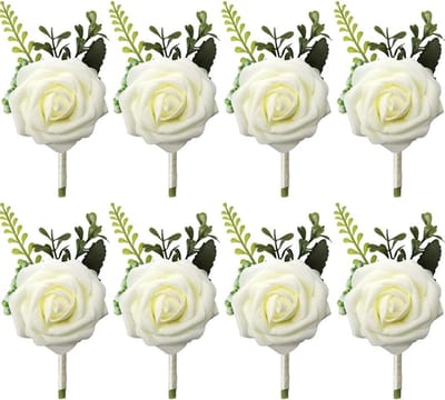 8 Stuks Bruiloft Buitendecoratie, Rozenbloemen Pluggen, Bruidsboeketten voor Bruidegom, Bruidsmeisjes en Gasten