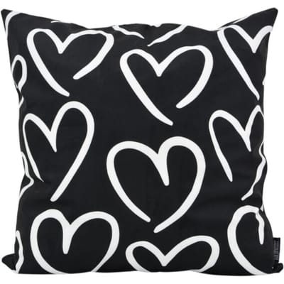 Gek op kussens! Sierkussen hartjes zwart | 45 x 45 cm | katoen/polyester