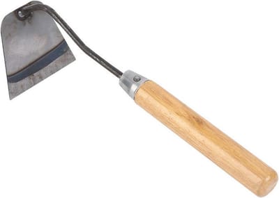 Multifunctionele Tuinwoede Trektool met Roestvrijstalen Schep en Houten Handvat