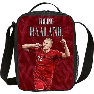 Geïsoleerde Lunchtas Haaland Voetbalster Lunchcontainer Lekvrije Tote Lunchbox Voetbal Sport Voedselopbergzakken Thermische Tas