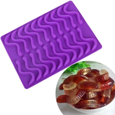 Dailygoods- Siliconen Mal - Gummy Snoep - Slangvormige Mallen - Ideaal voor Chocolade - Bakgereedschap - Afgeronde Rand - Bakvorm