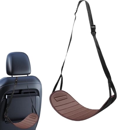 Hangmat voor voeten - Reisvoetensteun Vliegtuig - Comfortabel Reizen - Verstelbare Lus - 42 x 26 cm - Bruin