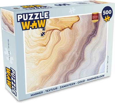 Puzzel Marmer - Textuur - Zandsteen - Goud - Marmerlook - Legpuzzel - Puzzel 500 stukjes