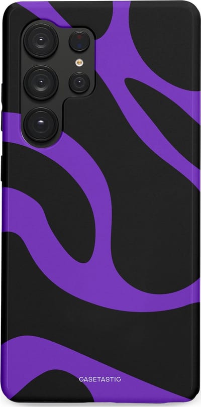 Casetastic Hoesje Geschikt voor Samsung S25 Ultra - Stijlvolle Beschermende Duo-layer Case - Golven van Paars en Zwart