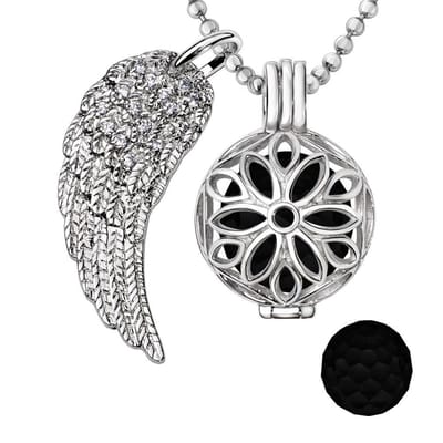 Engelenroeper 18mm Bolhouder met Ketting 90cm en Bolletje - Dames - Zilverkleurig Bloem - EBS18103