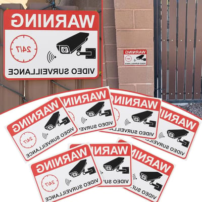 SnelShoppen - 20x Video Surveillance Stickers 7.3x5cm PVC Beveiligingsstickers voor Glasdeuren en Ramen - Waarschuwingsstickers met Camera Ontwerp - R