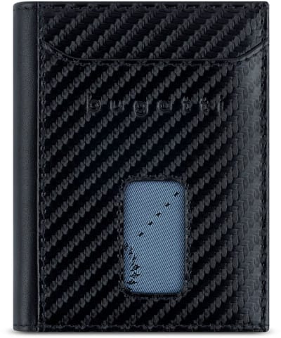 Bugatti Secure Slim Portemonnee RFID-bescherming Leer 8 cm - Jongens - Staand formaat - schwarz