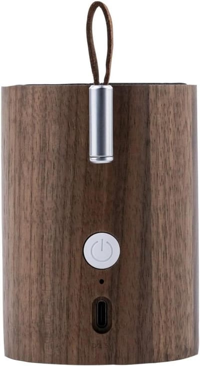 Draagbare Bluetooth Luidspreker - Verlichte Speaker - Muziek en Sfeer - Twee Lichtintensiteiten - 70mm x 90mm - Walnoot