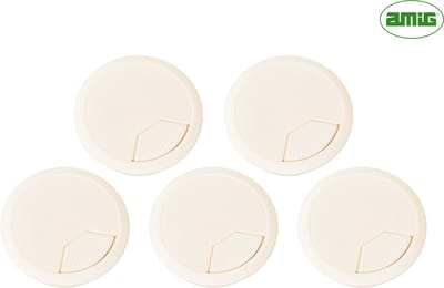 AMIG Witte Kabeldoorvoer 60mm - Set van 5 Verstelbare Kabeldoorvoeren - Compleet Bureaugat Kabelmanagement Systeem