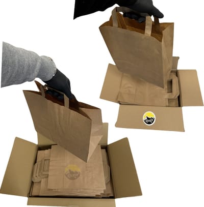 100 papieren draagtassen 22 + 10 x 28 cm bruin | 100 papieren draagtassen 32 + 16 x 26 cm bruin | papieren tassen met hengsels | cadeau zakje kraft papieren zakjes | papieren zak draagtas papieren zakken - bruin - zakken - wegwerp - milieuvriendelijk