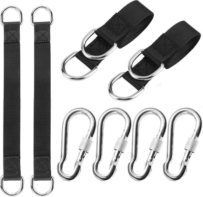 Hangmatbevestiging set van 4 - duurzame nylon schommelriemen met karabijnhaken voor veilige ophangsystemen