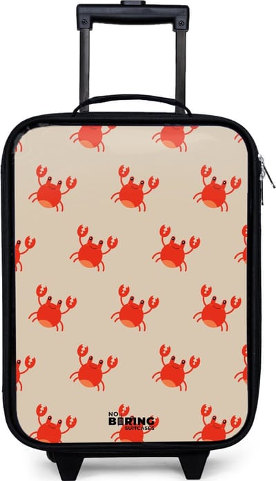 NoBoringSuitcases.com® - Kinderkoffer jongen - Kindertrolley meisje - Krabbenkwestie - Koffer kind lichtgewicht - Reiskoffer trolley voor kinderen - Koffertje met lichtgevende wieltjes - Rolkoffer zwart