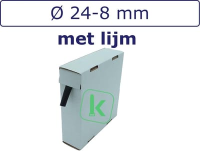 PRO-TIE® - Krimpkous met Lijm 24-8 mm Zwart UV Dunwandig krimpverhouding 3:1 (Box 2 meter) - PRO-TIE