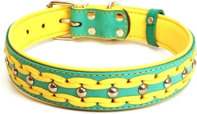 Sulla lederen gevoerde handgemaakte hondenhalsband in modieuze kleuren, gevlochten M/L/XL/XXL