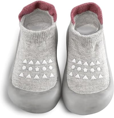 Crawling schoenen voor baby's met een binnenlengte van 13,5 cm - Antislip sokken en huis schoenen voor leren lopen, geschikt voor jongens en meisjes, grijs