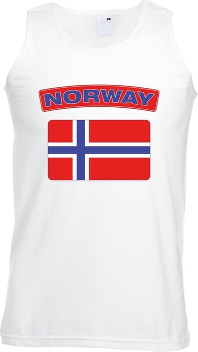 Noorwegen singlet shirt/ tanktop met Noorse vlag wit heren S