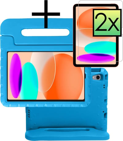 Hoes - Geschikt voor Apple iPad A16/A18 (2022/2025/2026) - 10.9 & 11 inch (10e, 11e & 12e generatie) - Met 2x Screenprotector - Kinderhoes Shockproof Bumper - Kidsproof Case - Tablet Hoesje - Kinder Cover - Blauw