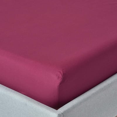 Homescapes Hoeslaken 140x190 cm – Bordeaux – 100% Egyptisch Perkal Katoen – 200 TC – Extra Diep 46 cm