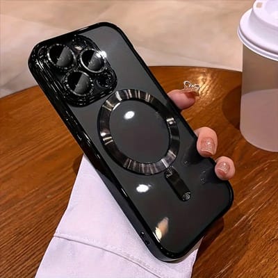GREEN ON Camera Shield MagSafe Silicone Case geschikt voor iPhone 16e - Zwart