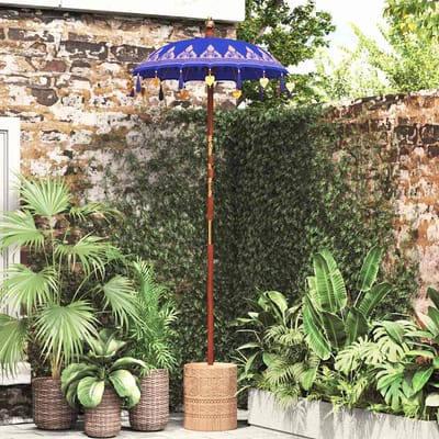 vidaXL - Balinese - Parasol - 125 - x - 125 - x - 260 - cm - Katoen - Rond - Blauw