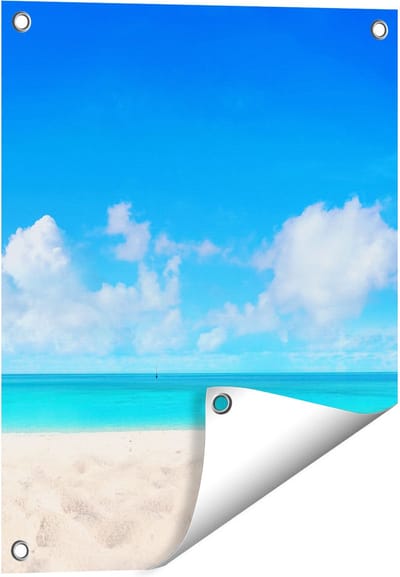 Gards Tuinposter Strand en Zee met Helder Witte Zand - 40x50 cm - Tuindoek - Tuindecoratie - Wanddecoratie buiten - Tuinschilderij