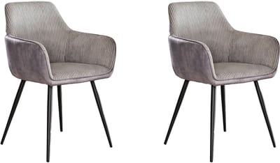 Dimehouse Set van 2 eetkamerstoelen Rivo Rib Rock Zilver - Stof - Scandinavisch & Basic