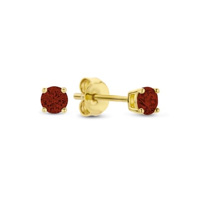 New Bling 9NB-1155 Zilveren Oorknopjes met Zirkonia Steentje 3mm - Rood - Verguld/Goud op Zilver