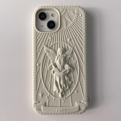 3D Klassieke Kunst Engel Beeldje Hoesje Voor Samsung Galaxy A14 A24 A34 A15 A25 A35 A55 S21 S23 FE S24 S25 Ultra Retro Meisje Cover Galaxy S25 Ultra beige