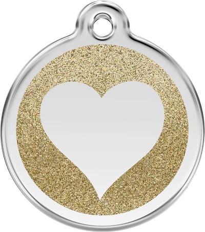 Red Dingo hondenpenning 38 mm hart glitter goud