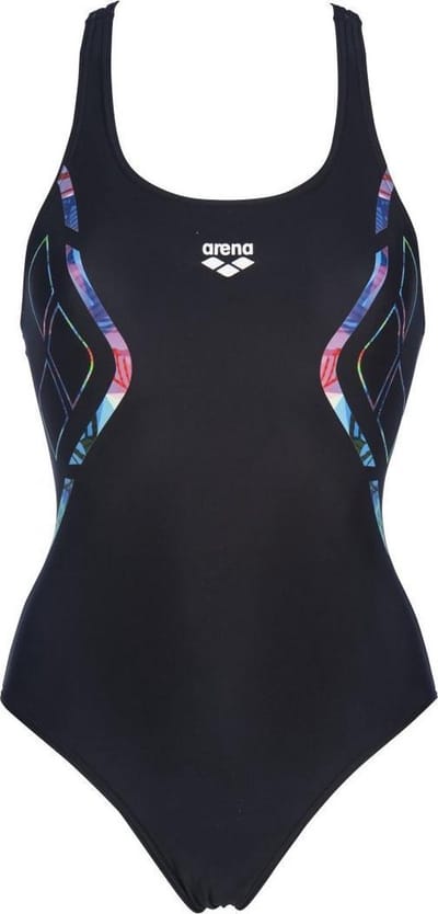 W Reflected Simmetry V Back One Piece Zwart - Blauw