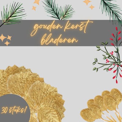 Akyol - Goudkleurig blad-kerst- kerstversiering - 30 stuks - kerstafel decoratie - kersstuk - kerst versiering - bladeren kerst -knutselen kerst – feestdagen-Christmas