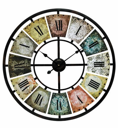 AMS Wandklok 9644 - 80 cm XXL wandklok / Het artikel is gemaakt van metaal/hout. / Quartz uurwerk / Grote analoge wandklok XXL