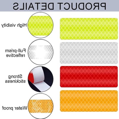 Reflecterende stickers, 40 zelfklevende veiligheidsstrips in 4 kleuren voor fiets, motor, auto en kleding - waterdichte tape voor zichtbaarheid in het donker en 's nachts, ideaal voor veiligheid en bescherming