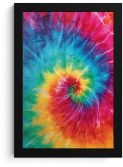 Poster in lijst - Fotolijst 20x30 cm - Posters - Regenboog - Tie dye - Kleurrijk - Blauw - Posterlijst zwart - Decoratie - Wanddecoratie woonkamer - Muurdecoratie slaapkamer