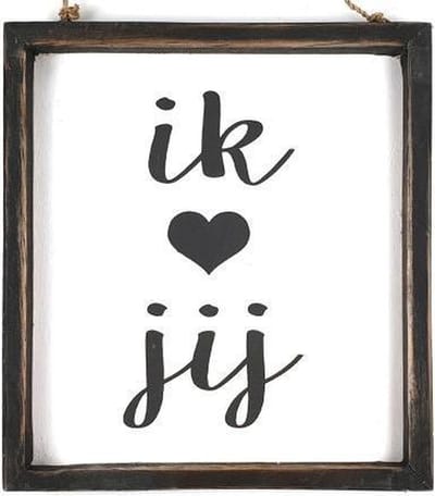 tekstlijstje 20x18cm ik hartje jij black/white