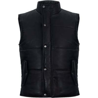 Puffer warmer vest Mouwloos gewatteerd leren jack