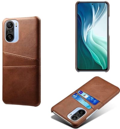 MobyDefend Hoesje - Geschikt voor Xiaomi Mi 11i - Lederen Backcover Met Vakjes Pasjes - Bruin