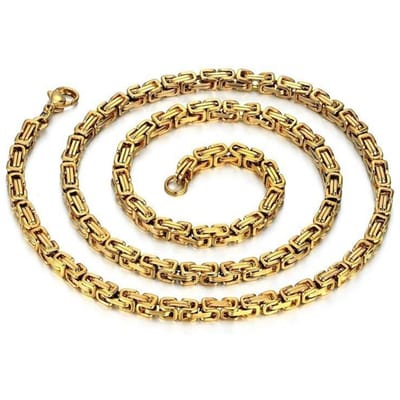 Nieuwe Europese en Amerikaanse Titanium Staal Goud Dik Roestvrij Staal Ketting Dominerend beige