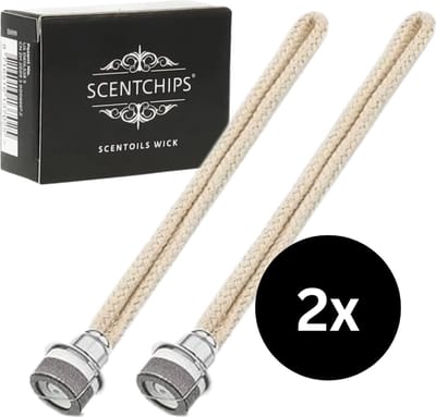 Scentchips Oliebrander Lont Set van 2 - Lont Met Steen Geurbrander - Geschikt Voor Oliebranders En Geurbranders