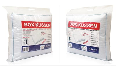 Homéé® BOX hoofdkussen 50x60 /10cm - tijk 100% katoen Perkal vormstabiele holle vezelbolletjes 2 stuks