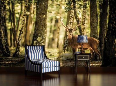 Deer Trees Forest Nature Photo Wallcovering