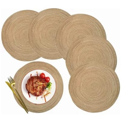 6 stuks Ronde Placemats Antislip Voorkomen Verbranding Isolatie Decoratieve Geweven Tafelmatten voor Thuis