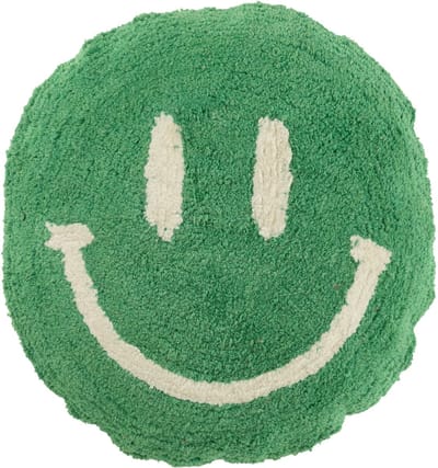 J-Line kussen Smiley Getuft - katoen - groen/wit