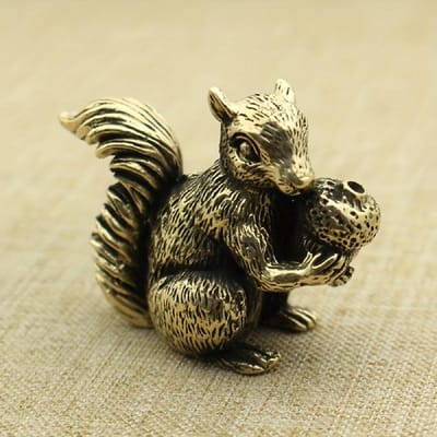 1 st, Antiek Eekhoorn Ornament Massief Koperen Beeldjes Messing Eekhoorns Noten Theepot Rookwarenhouder Bureau Decoratie