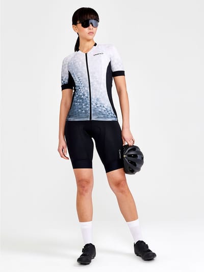 Craft Fietsshirt Korte Mouwen Dames Grijs Zwart - ADV ENDUR GRAPHIC JERSEY W MULTI BLACK-S